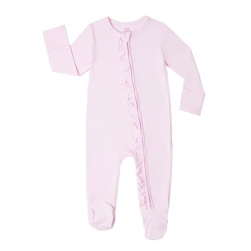 BambooBud Baby Girls Rompers Soft Infant Toddler Zippered Footed Romper Newborn Viscose from Bamboo Pjs