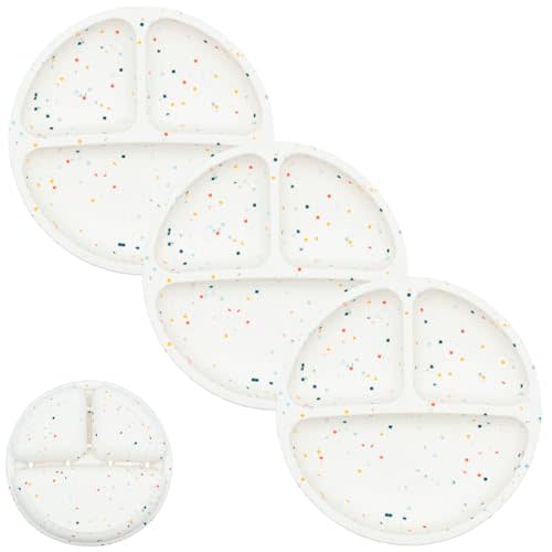 WeeSprout Silicone Divided Plates (No Lids), 100% Food Grade Silicone Divided Plates for Toddlers & Kids, Dishwasher & Microwave Safe