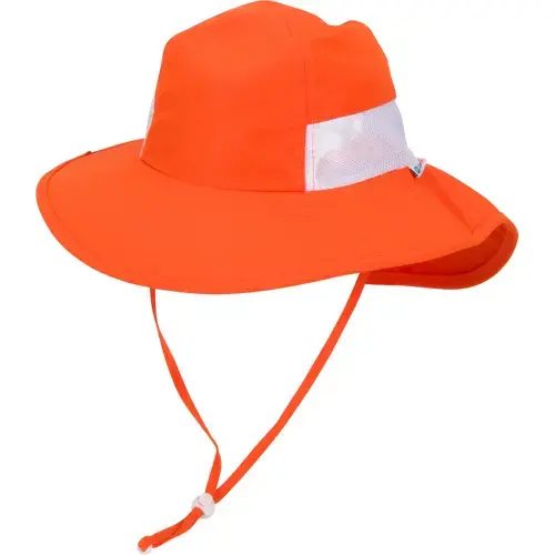 Kids Wide Brim + Flap Neck Sun Protective Adventure Hat - Orange Size 0-6
