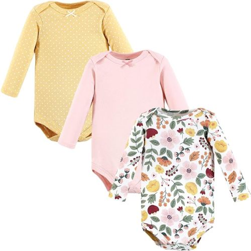 Hudson Baby baby-girls Cotton Long-sleeve Bodysuits 3-pack