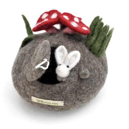 Wool Fairy Toadstool House with Rabbit Toy