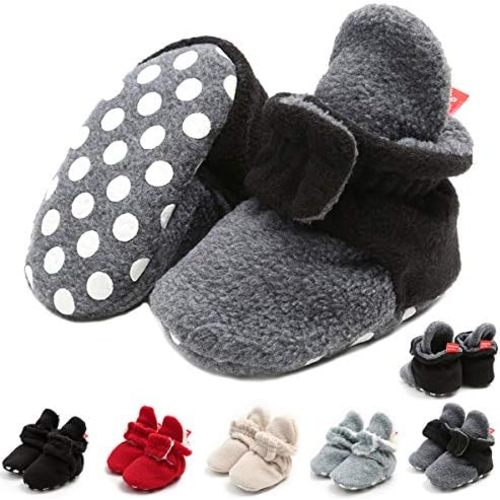 Ohwawadi Infant Baby Boys Girls Slippers Cozy Fleece Booties Soft Bottom Warm Cartoon Socks Newborn Crib Shoes