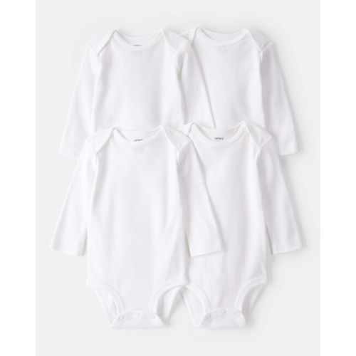 Baby 4-Pack Long-Sleeve Bodysuits - White | Carter's