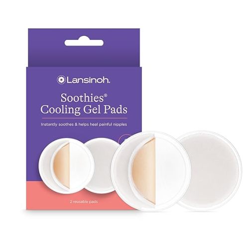 Lansinoh Soothies Cooling Gel Pads, Provides Pain Relief for Sore and Cracked Nipples, Breastfeeding Essentials, 2 Count