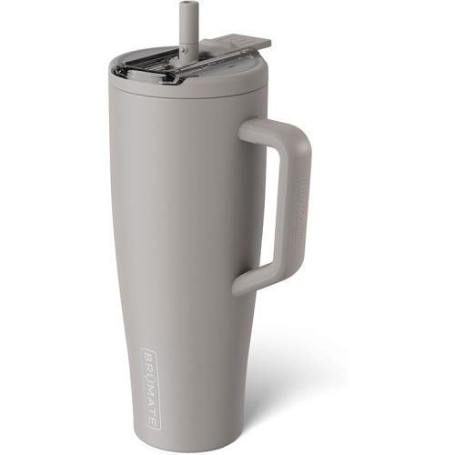 BrüMate Era Flip 40oz Tumbler with 100% Leakproof Covered Straw Lid | Hygienic Covered Straw | Insulated Stainless Steel Water Bottle with Handle | Cup Holder Friendly | BPA-Free (Mocha)