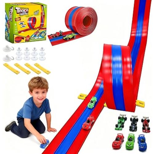 16ft Flexible Race Track for Kids 3-5 Year Old with 4 Cars