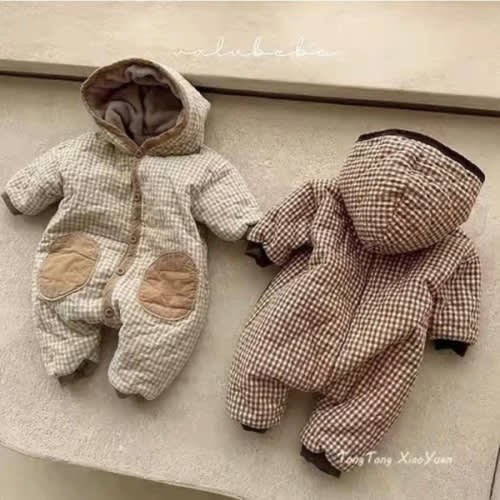 Checkered Hooded Padded Snowsuit – Teeny Mini Me