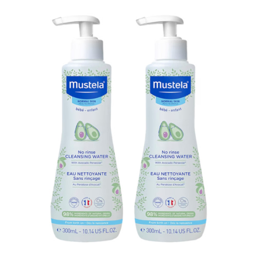 Mustela Baby Cleansing Water - No-Rinse Micellar Water - with Natural Avocado & Aloe Vera - for Baby's Face, Body & Diaper - 1 or 2-Pack - Various Sizes