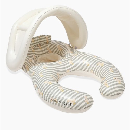 Sunnylife Float Together Duck Sage Striped Baby Seat | Saks Fifth Avenue