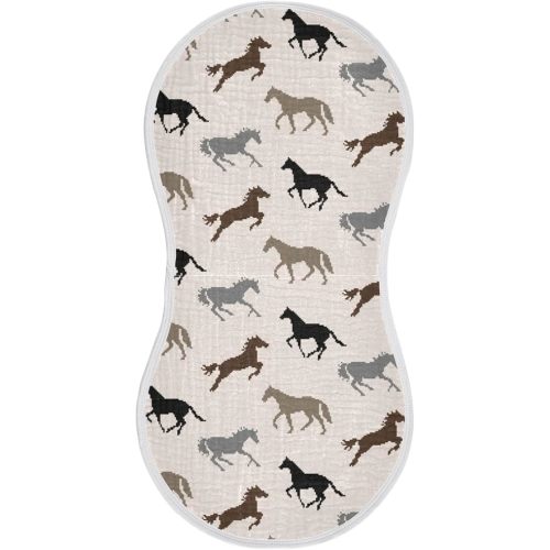 vvfelixl Muslin Burp Cloths Pixel Horse Baby Washcloths for Baby Girl Boys 2 Pack