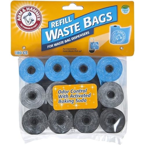 Arm & Hammer 71040 Disposable Waste Bag Refills, Assorted, 180 2 Pack