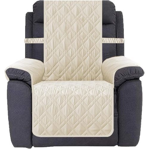 Ameritex Waterproof Nonslip Recliner Cover Stay in Place, Dog Chair Cover Furniture Protector, Ideal Recliner Slipcovers for Pets and Kids (Ivory, 23")