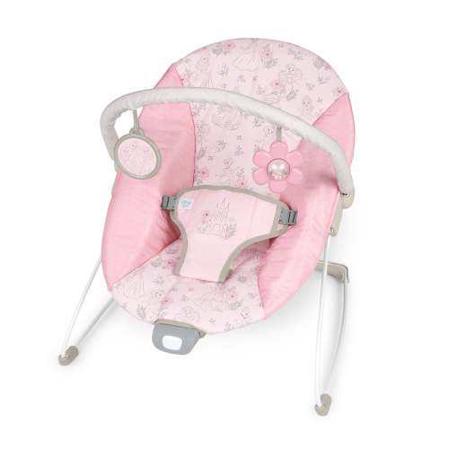 Bright Starts Disney Princess Royal Blooms Vibrating Baby Bouncer, Soothing Motion & Vibrations, 0M+