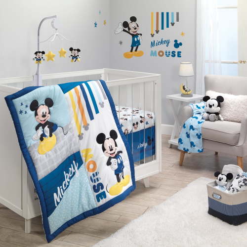 Lambs & Ivy Disney's Mickey Mouse 3-Piece Nursery Infant Crib Bedding Set In Blue