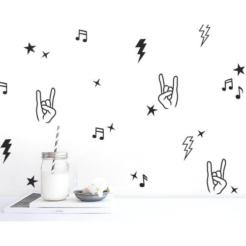 Rock and Roll Decal Set - Nursery Decor, Gift for Mom, Wall Decor, Kids Music Decals, Kids Room Decals, Wall Art, Vinyl Wall Decal, Rock On