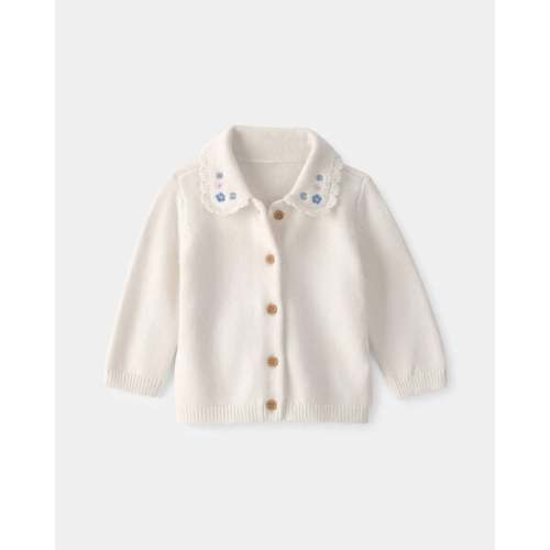 Baby Girl Floral Button-Up Cardigan Sweater - Ivory - OshKosh B'gosh | Carter's