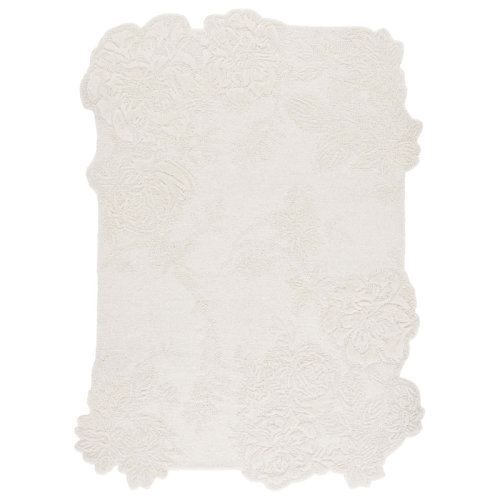 Charlton Home® Devna Hand Tufted Wool/Cotton Floral Rug in Ivory | Wayfair