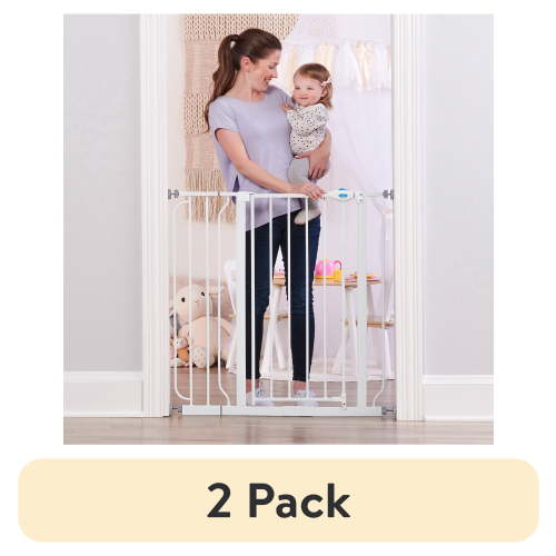(2 pack) Regalo Easy Step Extra Tall Walk-Through Baby Gate, 29.5-38.5 in, Pressure Mount with Hardware Mount Option, Fits Doorways & Hallways, Ages 6-24 Months
