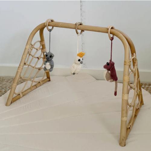 Baby Play Gym | Raja Homewares | Rattan Aussie Adventures Play Gym - 3 Toys