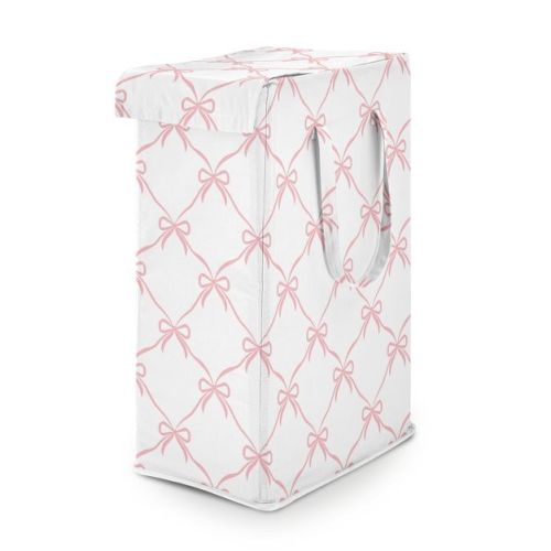 Sweet Jojo Designs Girl Foldable Laundry Hamper with Handles Ballerina and Ballet Bows Pink and White