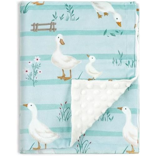 BORITAR Super Soft Baby Blanket for Boys Minky Fabric Bed Blanket with Double Layer Dotted Backing, Cute Farm Animal Design for Infant Toddler Newborn 30 x 40 Inch