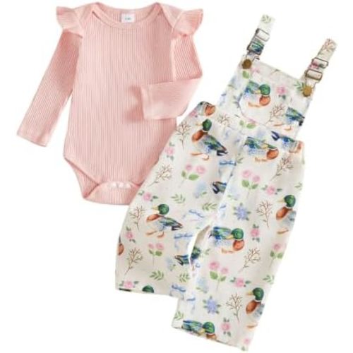 Newborn Baby Girl Fall Outfits Infant Rompers Overalls Pants Set