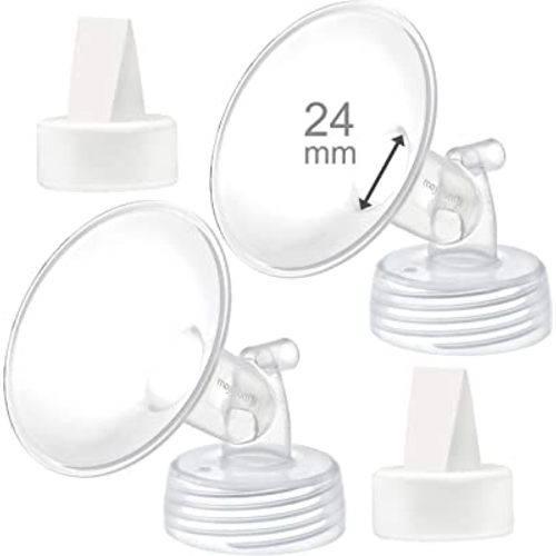 Maymom Compatible 24mm Flange & Duckbill Valve for Spectra S1 Spectra S2 Breastpump Not Original Spectra S2 Accessories Not Original Spectra Pump Parts Replace Spectra Duckbill, Replace Spectra Flange