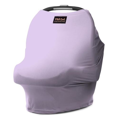 Milk Snob Original 5-in-1 Luxe Nursing Cover in Lavender - Added Privacy Breastfeeding Cover, Car Seat Cover for Carrier, Stroller, High Chair, Shopping Cart, Lounger Canopy, Newborn Essentials