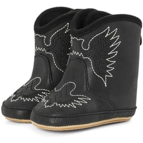 Infant Toddler Western Boots Cowgirl Cowboy Soft Rubber Sole Booties for Baby Girls Boys 3-18 Months