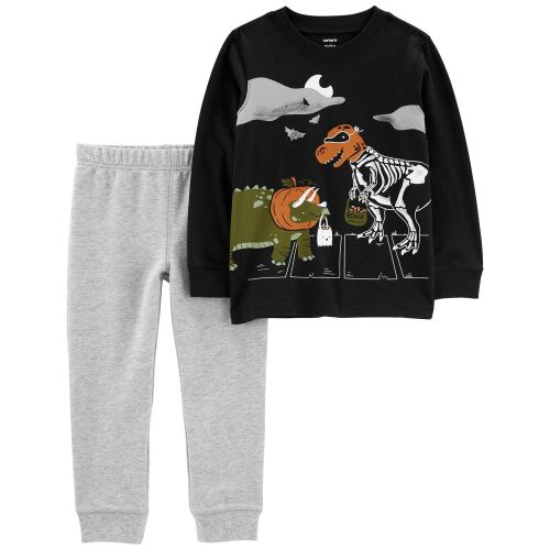 Baby 2-Piece Halloween Jersey Tee & Jogger Set - 12M - Black/Heather