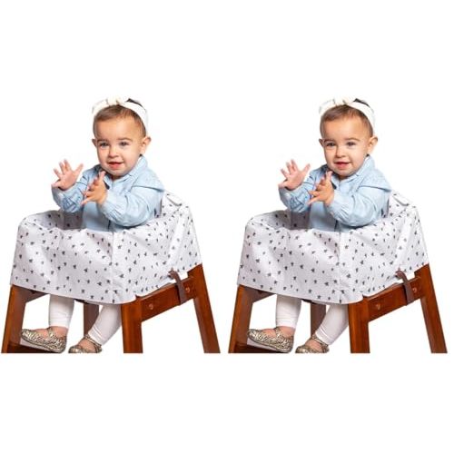 J.L. Childress Healthy Habits by Disposable Restaurant High Chair Cover Individually Wrapped for Travel Convenience, Stars/Hearts/Arrows (Pack of 2)