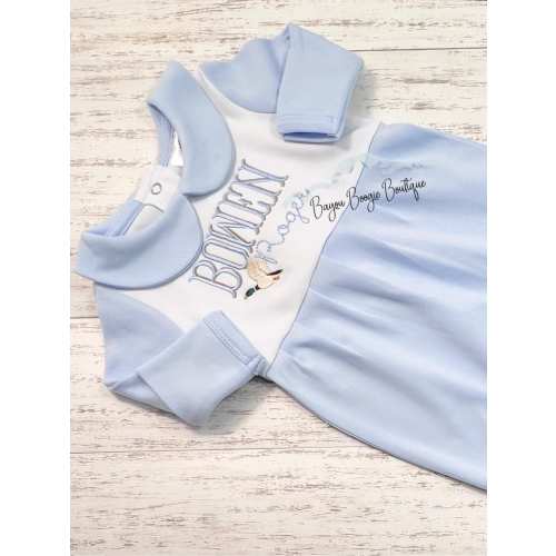 Embroidered Mallard Duck Baby Romper, Personalized Footie Outfit