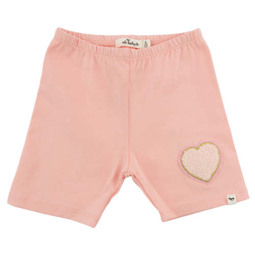 oh baby! Jersey Biker Shorts - Light Pink Heart Patch - Pale Pink