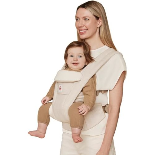Ergobaby Omni Deluxe Baby Carrier Newborn to Toddler - Breathable Baby Carriers for Summer - All-Position Carrier with Enhanced Lumbar Support & Airflow (7-45 Pounds), Natural Linen
