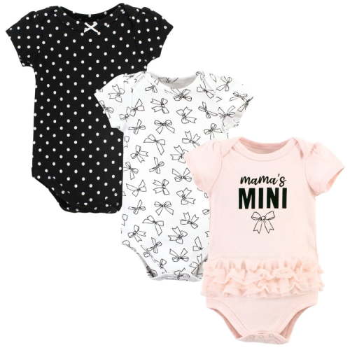 Hudson Baby Infant Girl Cotton Bodysuits, Mamas Mini Bows, 9-12 Months