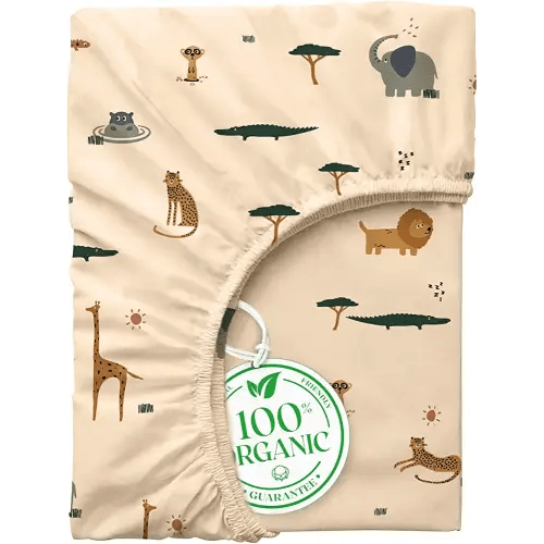 Ultra-Soft 100% Organic Cotton Mini Crib Sheet - Premium Pack n Play Sheet | Breathable & Stretchy Fit | Universal Size for Standard Mini Crib Mattress - Baby Boy and Girl Delight