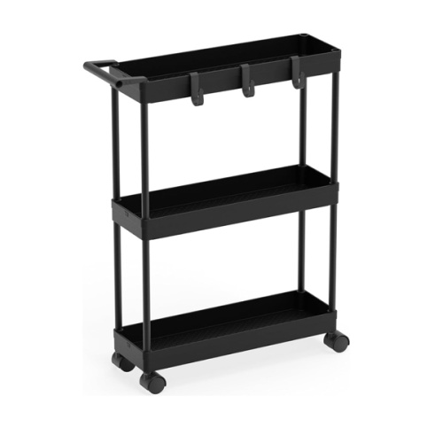 Simple Houseware 3-Tier Slim/Narrow Storage Cart with Handle, 5.5'' Wide x 26.5'' Height Rolling Organizer for Kitchen, Bathroom, Laundry Room - Black