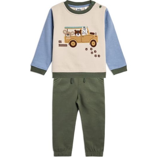 Safari Jeep Appliqué Cotton Sweatshirt & Joggers Set, 6-12M