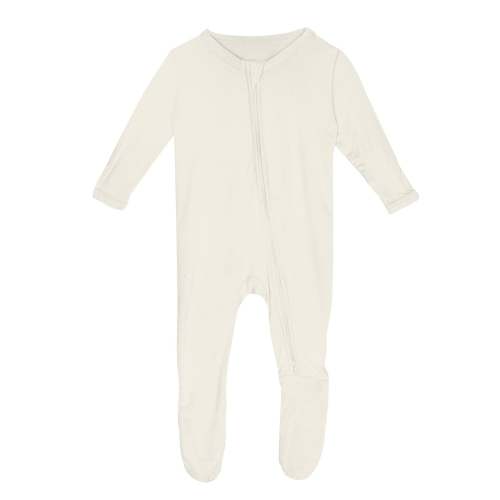 Footie with 2 Way Zipper in Natural