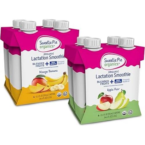 Sweetie Pie Organics Lactation Smoothie, Mango Banana with Apple Pear, Variety Pack, 8 Count