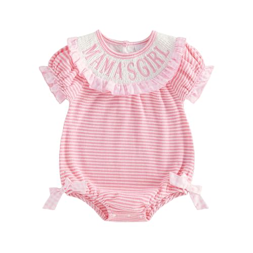 Baby Girl Bubble Romper Daddys Girl Onesie Short Sleeve Plaid Jumpsuit Fathers Day Outfit Cute Smocked Clothes