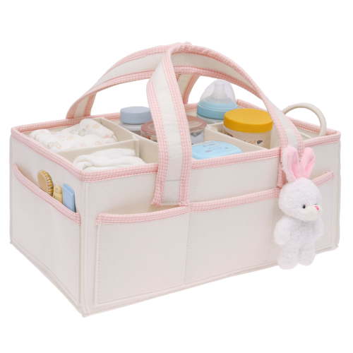 FKSZLL Nappy Caddy Baby Essentials for Newborn Baby Diaper Organizer Diaper Changing Organizer Portable Nursery Storage Basket with 5 Compartments
