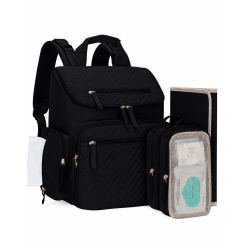 KABAQOO Baby Diaper Bag Backpack, Waterproof Diaper Backpack for Mom & Dad, Insulated Pockets and Stroller Straps