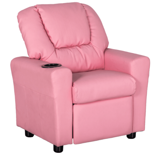 Kids Reclining Chair with Cupholder, Pink