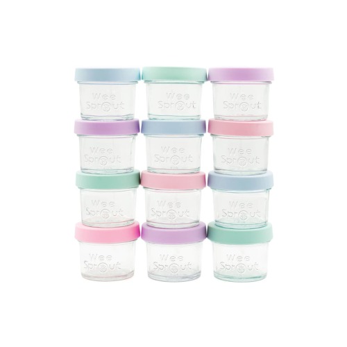 Glass Baby Food Storage Jars with Silicone Lids - Pastel