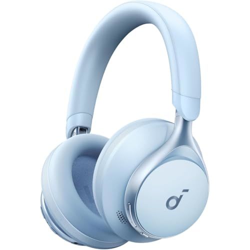 Soundcore by Anker, Space One, Active Noise Cancelling Headphones, 2X Stronger Voice Reduction, 40H ANC Playtime, App Control, LDAC Hi-Res Wireless, Comfortable Fit, Clear Calls, Bluetooth 5.3 (Blue)
