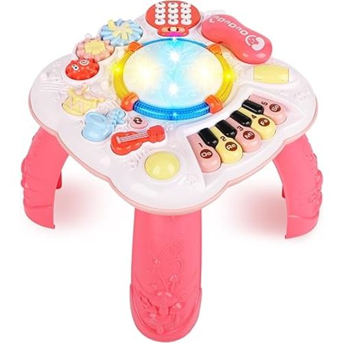 Baby Toy- Engaging Baby Activity Center for 6 12 18 Months Old- Safe, Sturdy, and Fun (11.8 x 11.8 x 12.2 inches), (Pink)