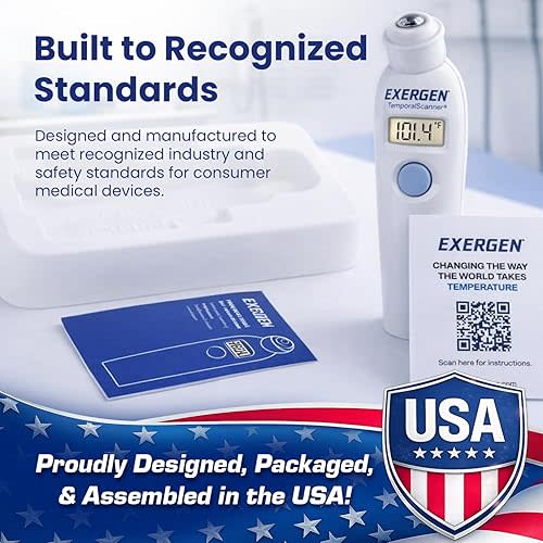 Exergen TAT-2000C+ Temporal Artery Thermometer – Fast & Accurate Forehead Thermometer for Adults, Kids & Babies