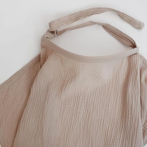 Muslin Nursing Cover for Breastfeeding – Soft & Breathable Privacy Nursing Cover with Adjustable Strap, Lightweight & Portable for Outdoor Use, Neutral Sand