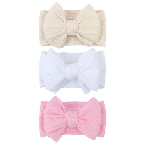 LemonSpace Handmade Baby Girls Headbands Soft Stretchy Nylon Hair Bands Hair Accessories with Bows for Newborn Baby Girls Infant Toddlers Kids (Purple)